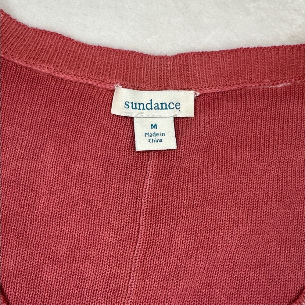 Sundance Salmon Pink Acid Wash Burnout Style V-Neck Knit Sweater Medium - Picture 9 of 12